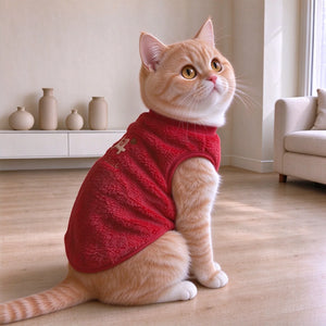 Tamecare Cozy Red Fleece Cat Vest