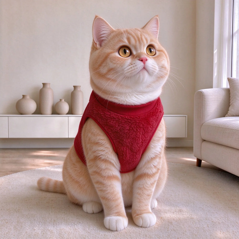 Tamecare Cozy Red Fleece Cat Vest