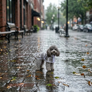 Transparent Hooded Dog Raincoat with Leash Hole