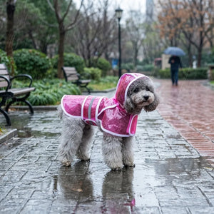 Transparent Hooded Dog Raincoat with Leash Hole