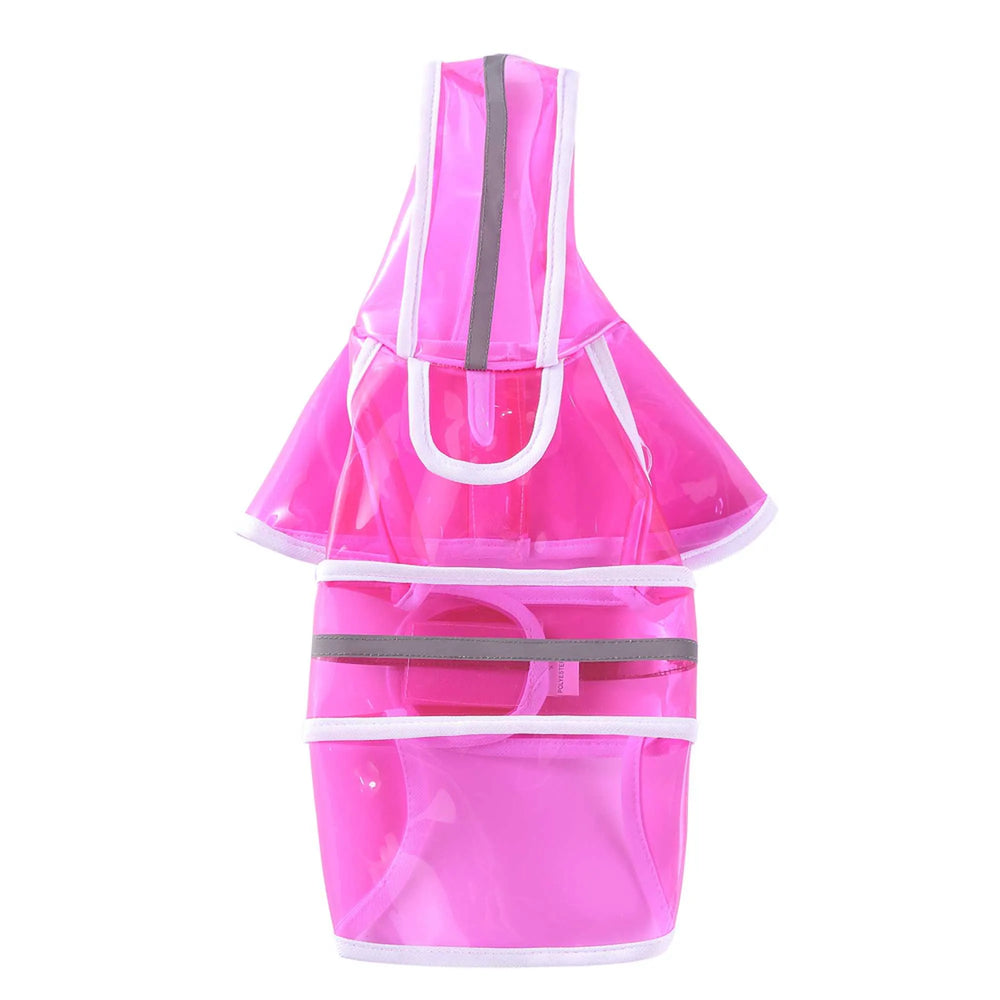 Transparent Hooded Dog Raincoat with Leash Hole