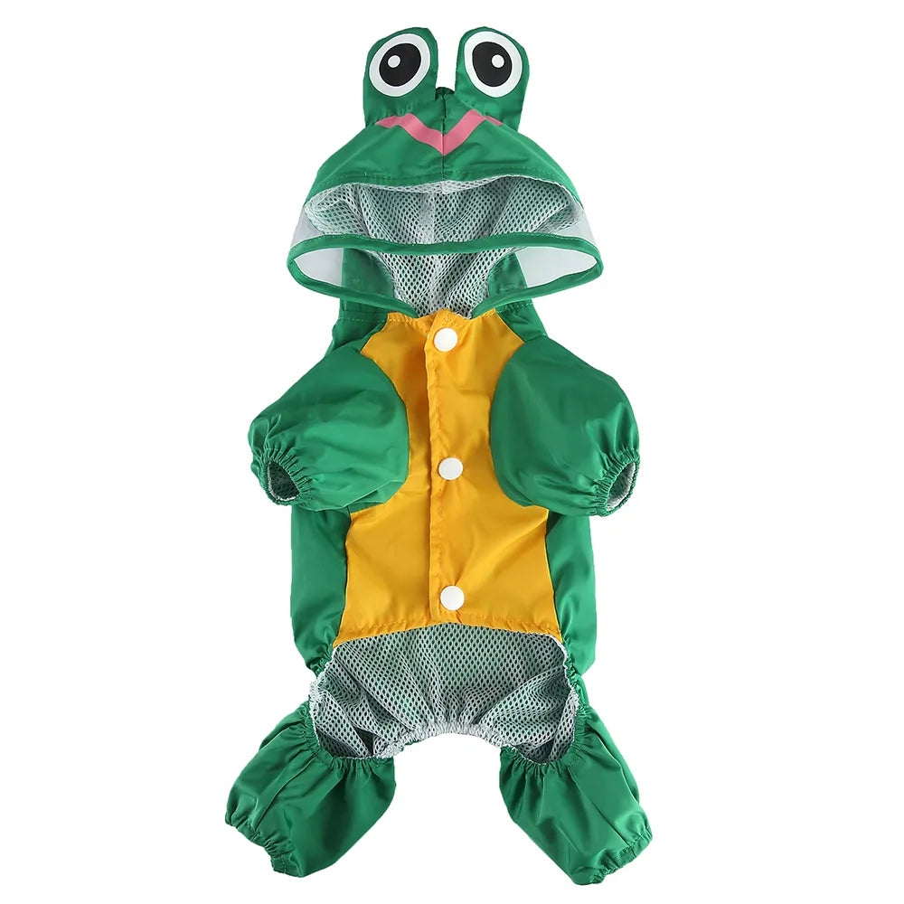 Frog Waterproof Dog Raincoat with Reflective Strip & Leash Hole