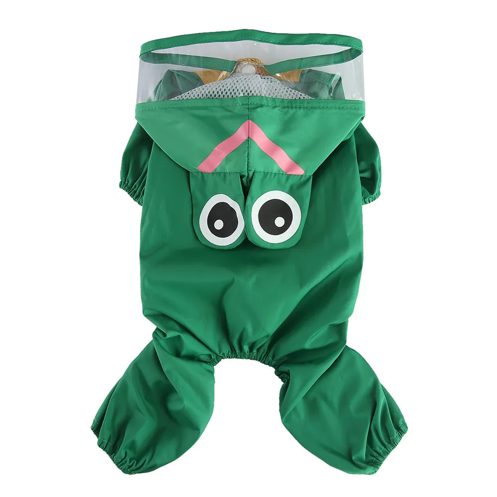 Frog Waterproof Dog Raincoat with Reflective Strip & Leash Hole