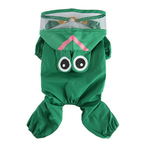 Frog Waterproof Dog Raincoat with Reflective Strip & Leash Hole