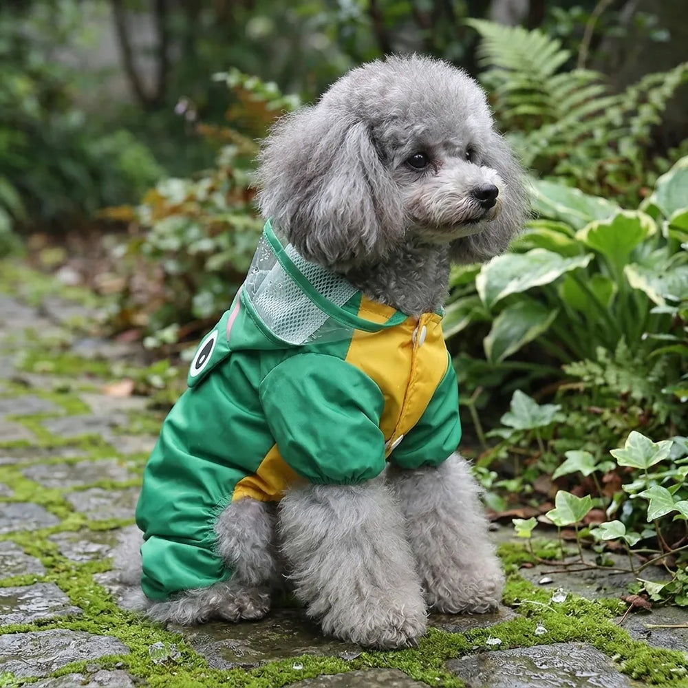 Frog Waterproof Dog Raincoat with Reflective Strip & Leash Hole