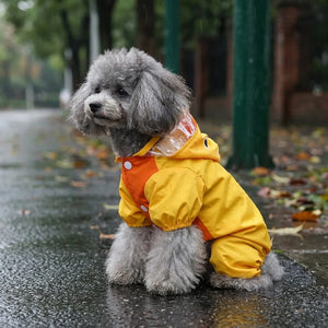 Reflective Duck Dog Raincoat with Tail Cover & Leash Hole