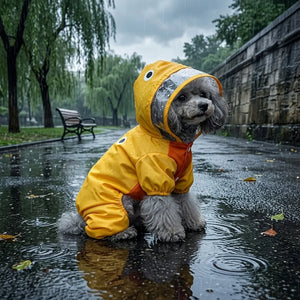 Reflective Duck Dog Raincoat with Tail Cover & Leash Hole