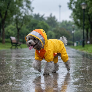 Reflective Duck Dog Raincoat with Tail Cover & Leash Hole