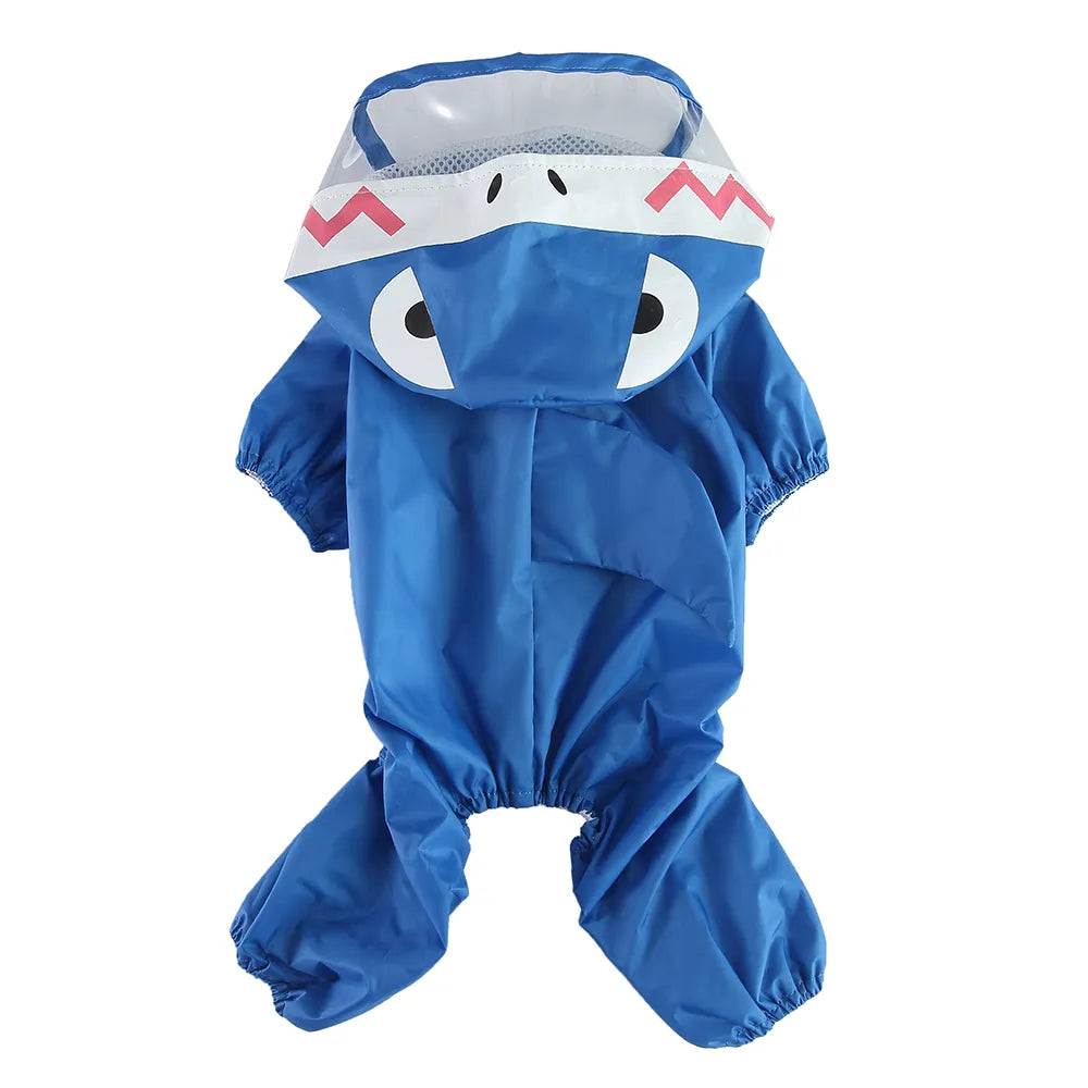 Shark Waterproof Dog Raincoat with Reflective Strip