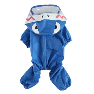 Shark Waterproof Dog Raincoat with Reflective Strip