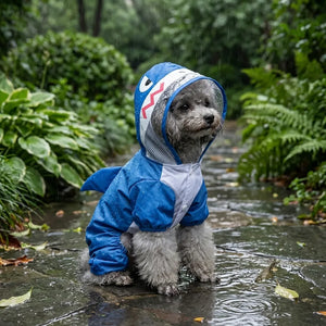 Shark Waterproof Dog Raincoat with Reflective Strip
