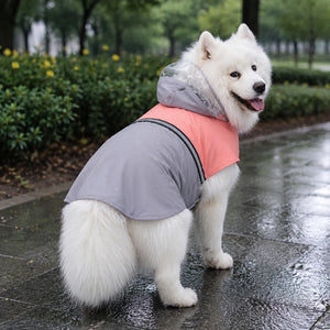 Large Dog Hooded Raincoat with Clear Visor