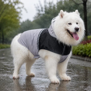 Large Dog Hooded Raincoat with Clear Visor