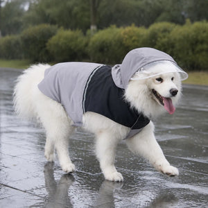 Large Dog Hooded Raincoat with Clear Visor