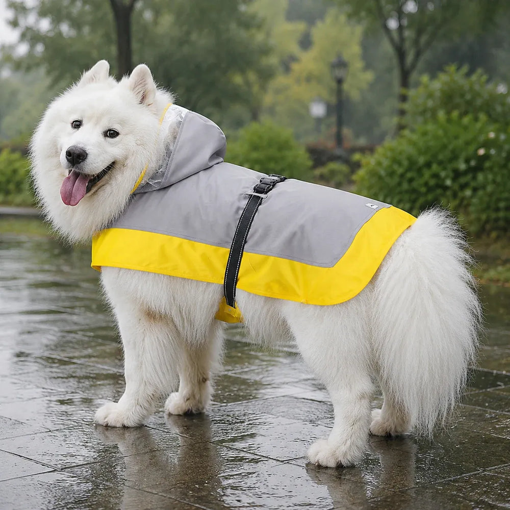 Large Dog Two-Tone Hooded Rain Cape with Clear Visor