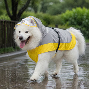 Large Dog Two-Tone Hooded Rain Cape with Clear Visor