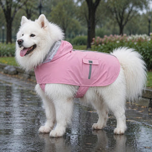 Large Dog Reflective Hooded Rain Cape with Clear Visor