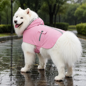 Large Dog Reflective Hooded Rain Cape with Clear Visor