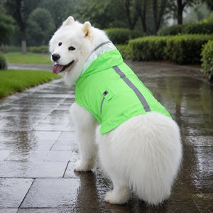 Large Dog Reflective Hooded Rain Cape with Clear Visor