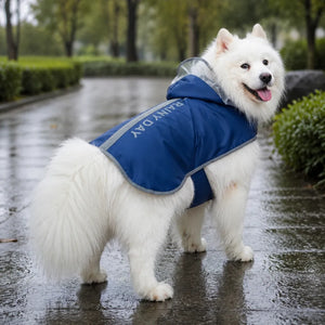 Large Dog Reflective Waterproof Rain Cape with Clear Visor