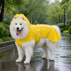 Large Dog Waterproof Hooded Rain Cape with Clear Visor