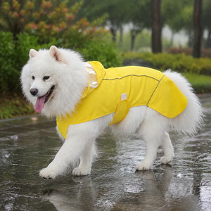 Large Dog Waterproof Hooded Rain Cape with Clear Visor