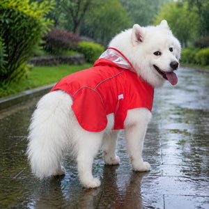 Large Dog Waterproof Hooded Rain Cape with Clear Visor