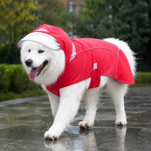 Large Dog Waterproof Hooded Rain Cape with Clear Visor