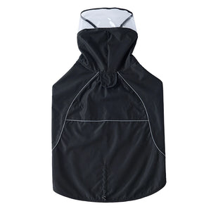 Large Dog Black Waterproof Rain Cape with Clear Visor