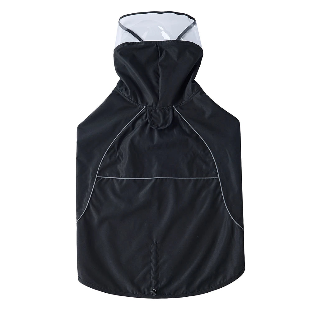 Large Dog Black Waterproof Rain Cape with Clear Visor - 3